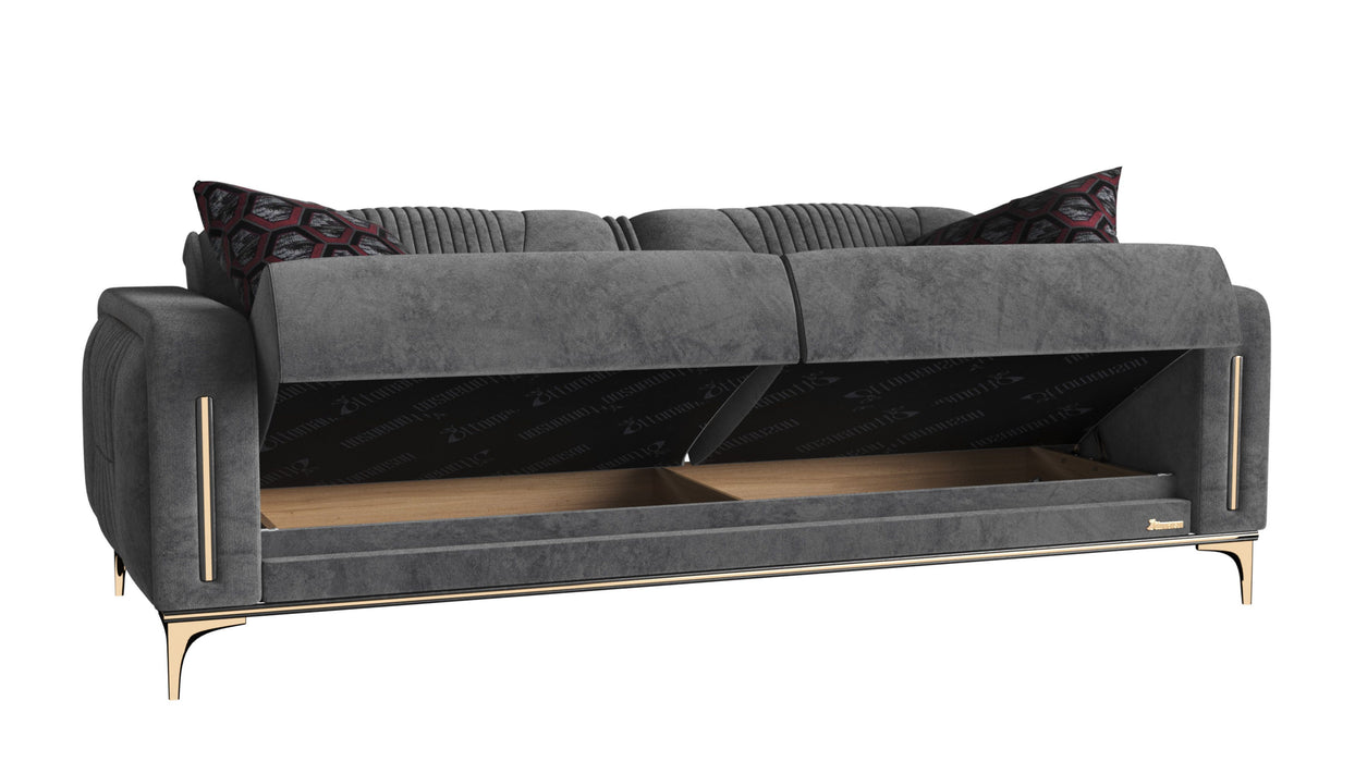 Microfiber Sleeper Sofa With Two Toss Pillows 85" - Gray