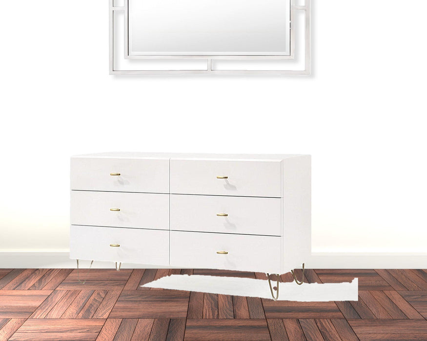 Manufactured Wood Six Drawer Double Dresser 51" - White