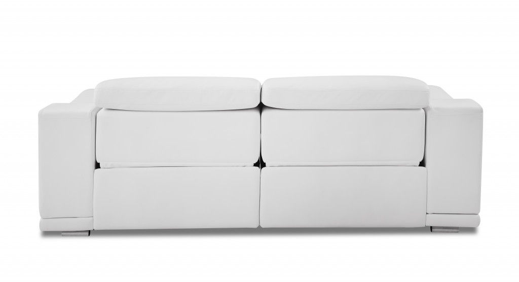 Genuine Leather Reclining Sofa 86" - White