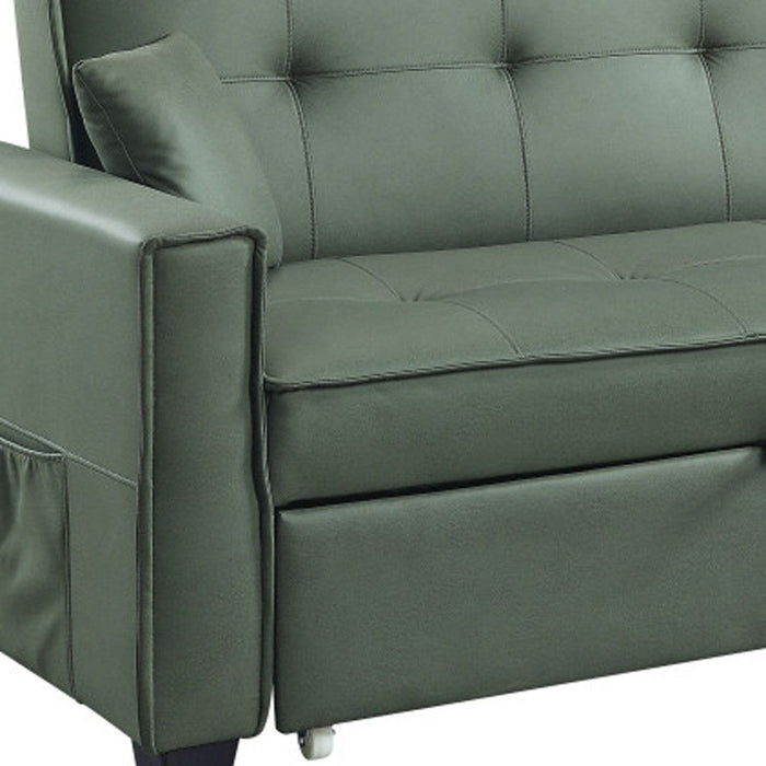 Sleeper Sofa With Two Toss Pillows 82" - Green Velvet And Black