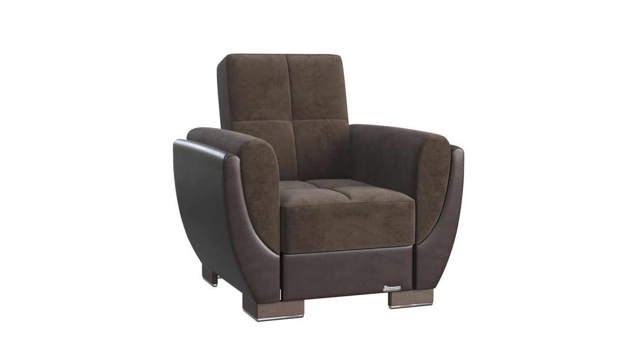 Microfiber And Gray Tufted Convertible Chair 36" - Brown