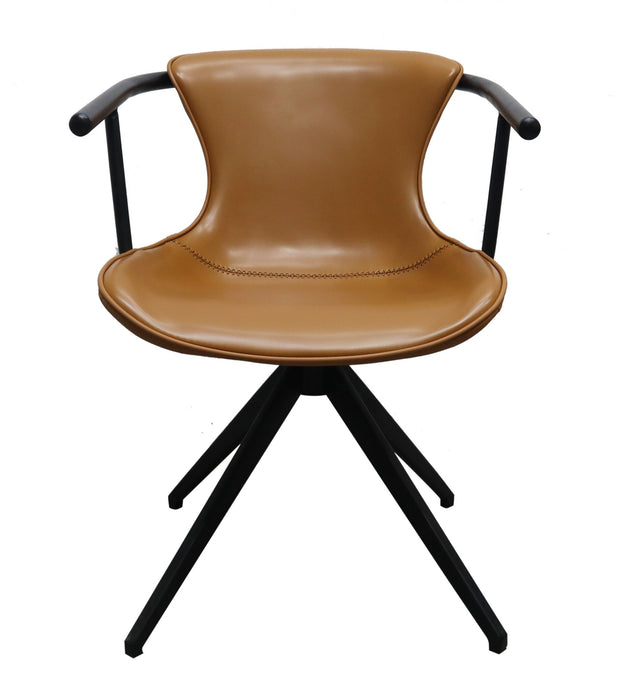 Camel Faux Leather Industrial Dining Chair