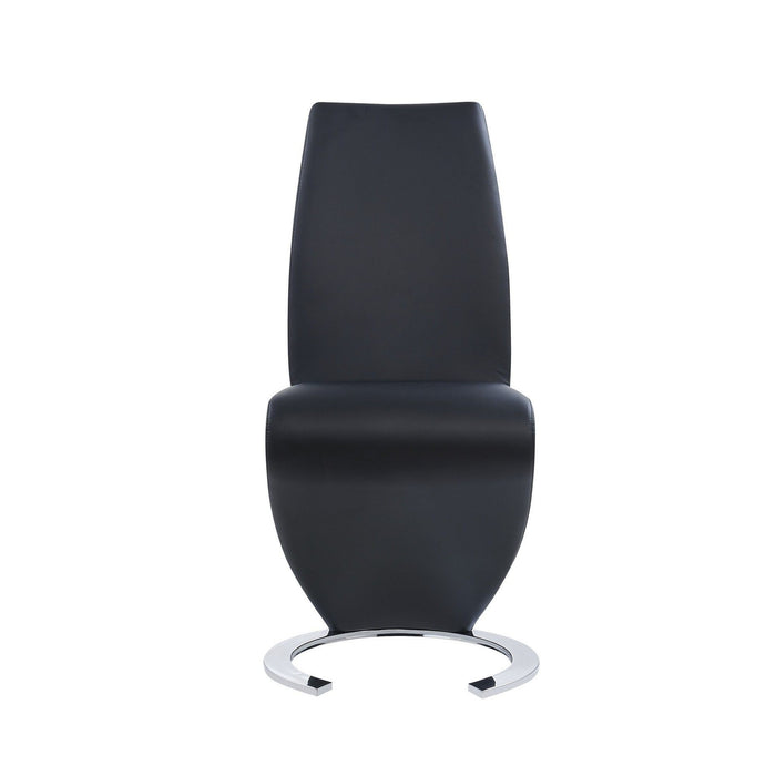 Z-Shape Design Dining Chairs With Horse Shoe Shape Base (Set of 2) - Black