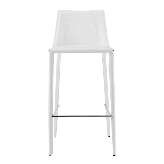 Low Back Bar Height Chair With Footrest 40" - White Steel
