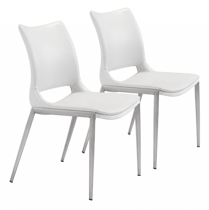 Cradle Faux Leather Side or Dining Chairs (Set of 2) - White