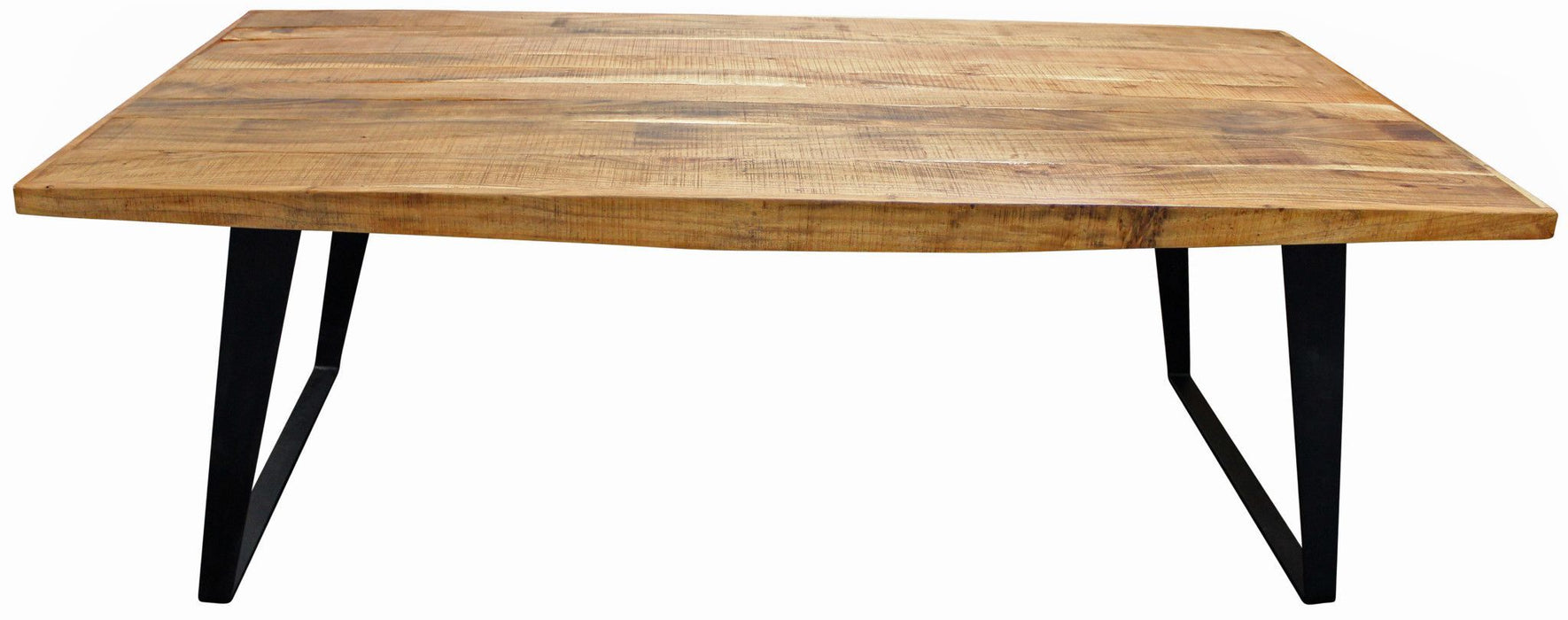 Solid Wood And Iron Rectangular Dining Table 84" - Natural And Black