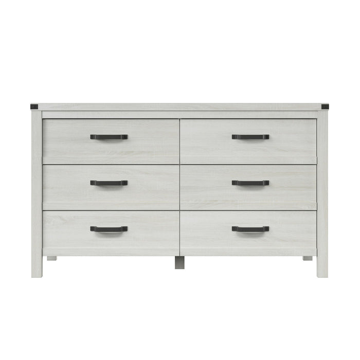 Wood Six Drawer Double Dresser 58" - White