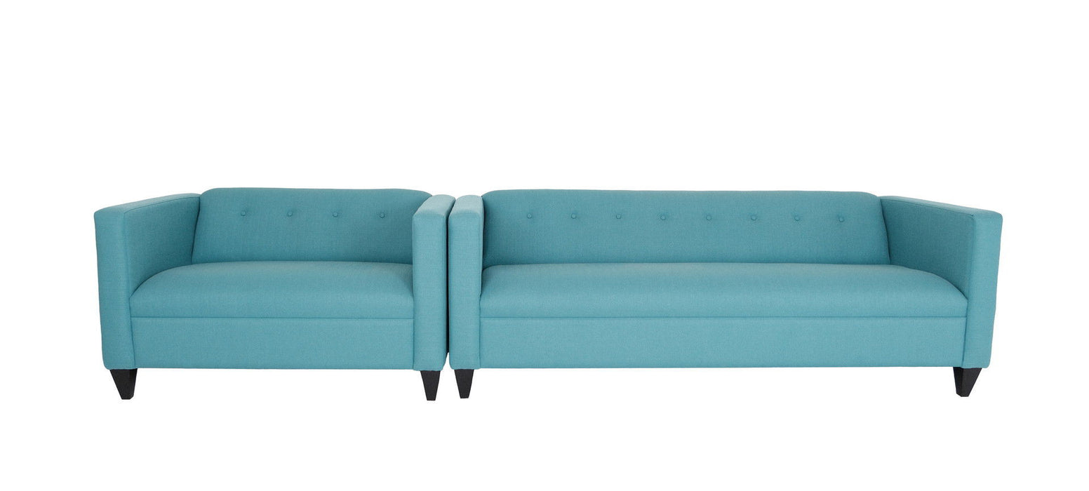 Sofa 80" - Teal Blue And Dark Brown - Polyester