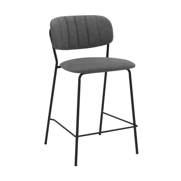 Faux Leather Bar Stool with Black Metal Frame 26" - Mod Gray