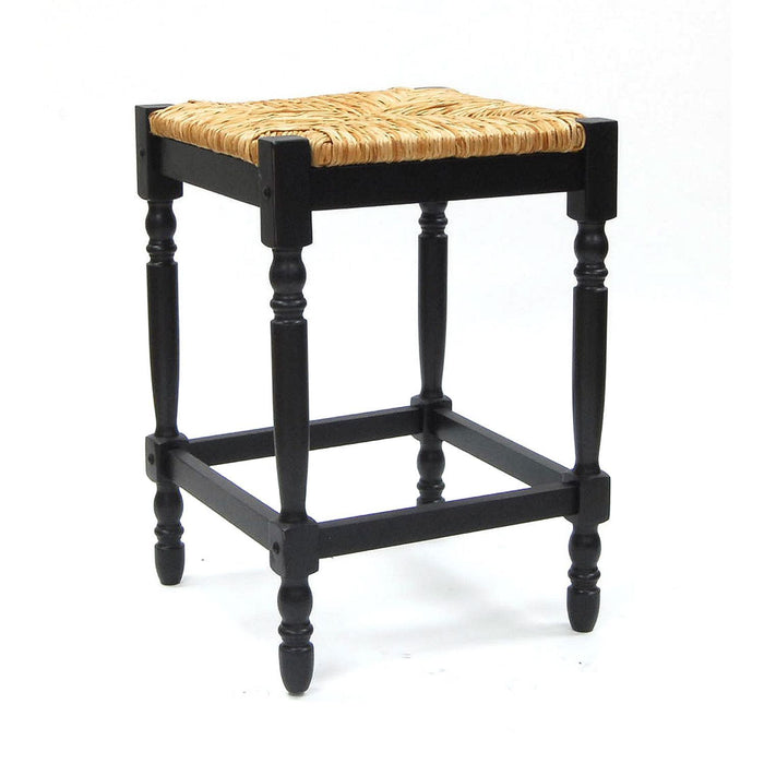 Backless Counter Height Bar Chair With Footrest 24" - Natural and Black