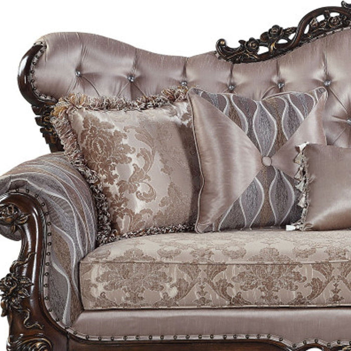 Imitation Silk Sofa With Five Toss Pillows 92" - Champagne