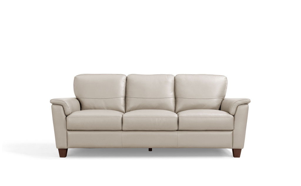 Sofa 85" - Beige Leather And Black