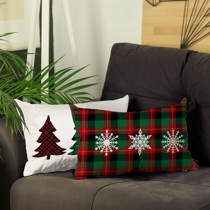 Christmas Plaid Lumbar Decorative Pillow Covers (Set of 2)