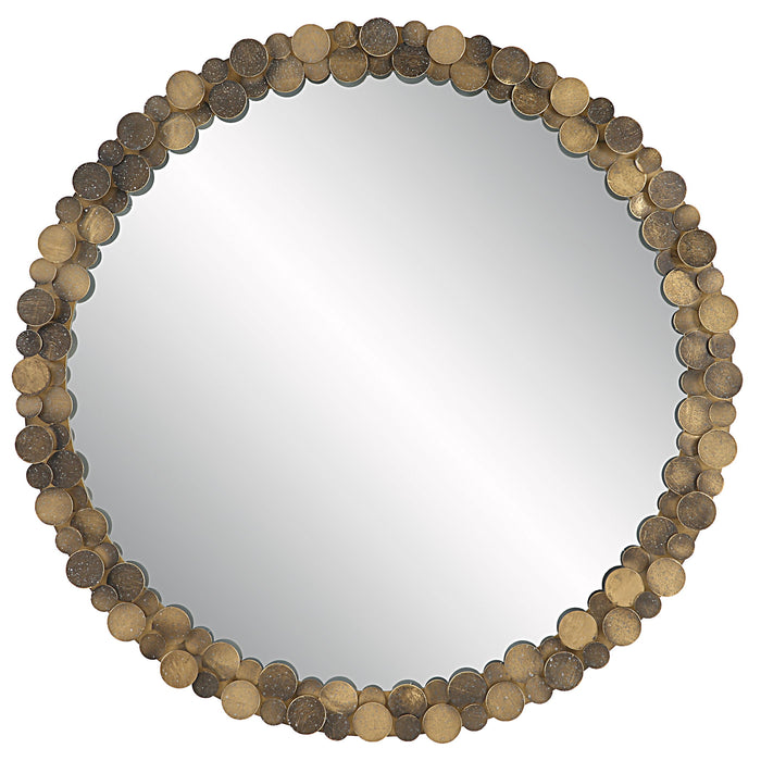 Dinar - Round Mirror - Aged Gold