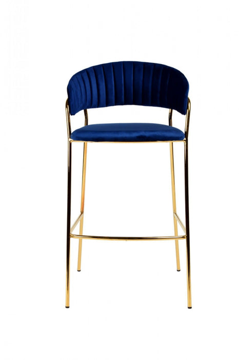 Steel Low Back Bar Height Bar Chairs With Footrest 40" (Set of 2) - Blue And Golden