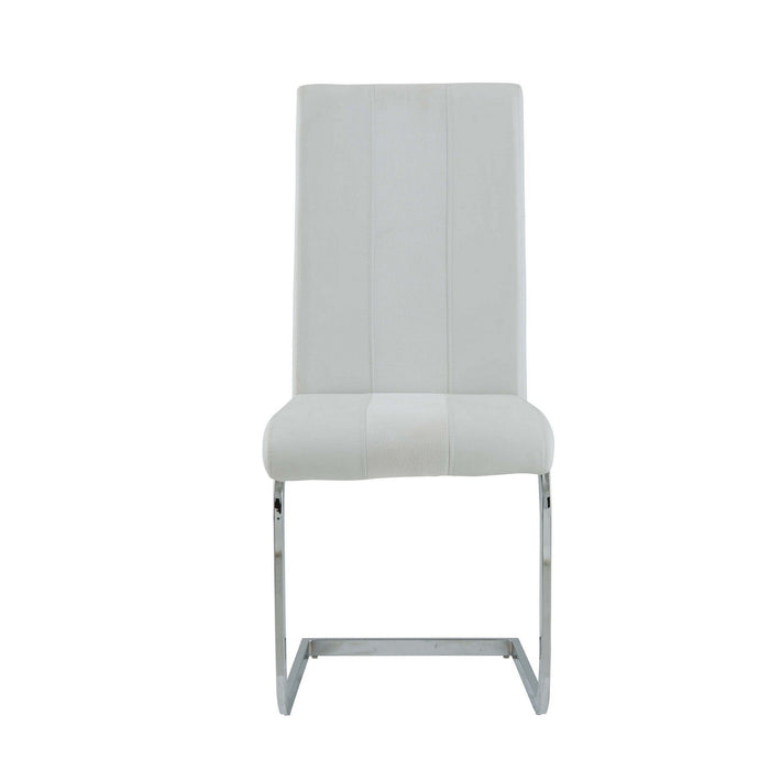 Two Toned Dining Chairs With Silver Tone Metal Base (Set of 4) - White