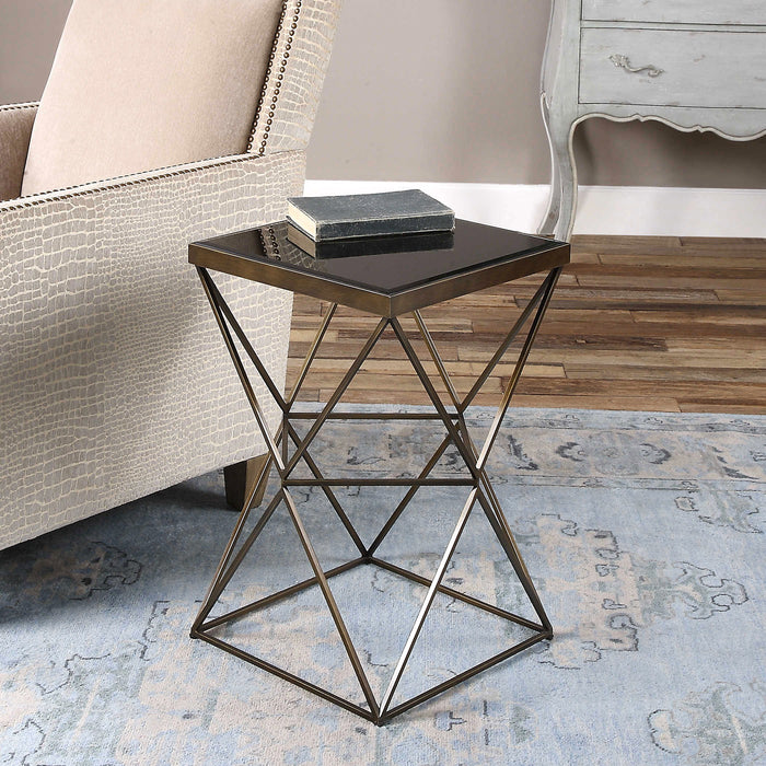Uberto - Caged Frame Accent Table - Black