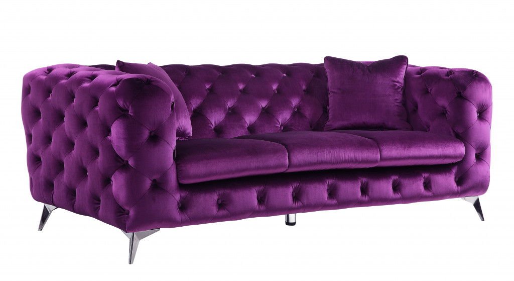 Sofa 90" - Purple Velvet And Black
