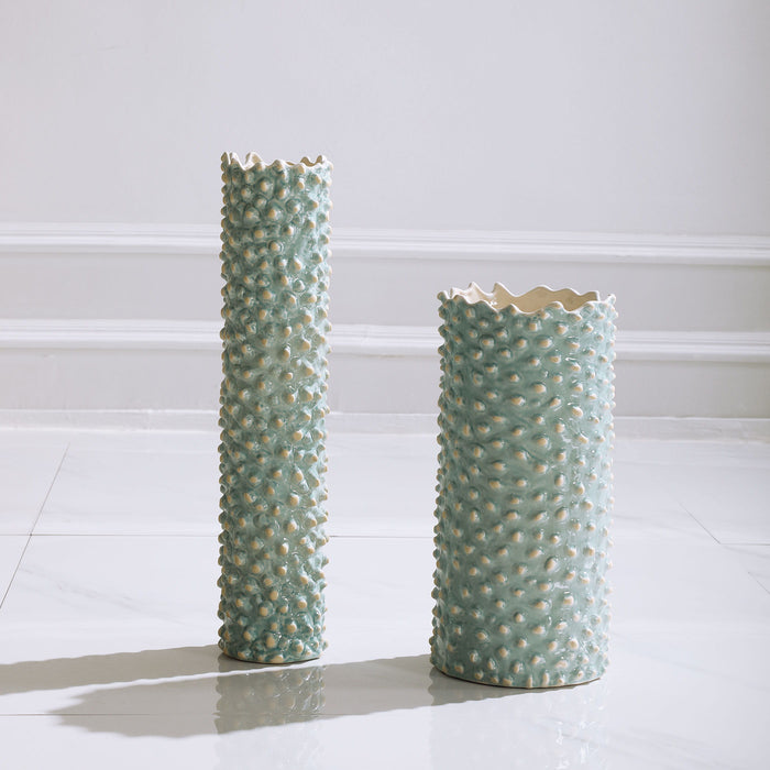 Ciji - Ceramic Vases (Set of 2) - Aqua