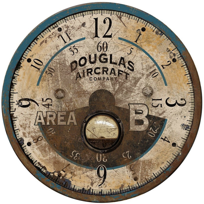 Vintage Aviator's Wall Clock - Teal - 23" x 23"