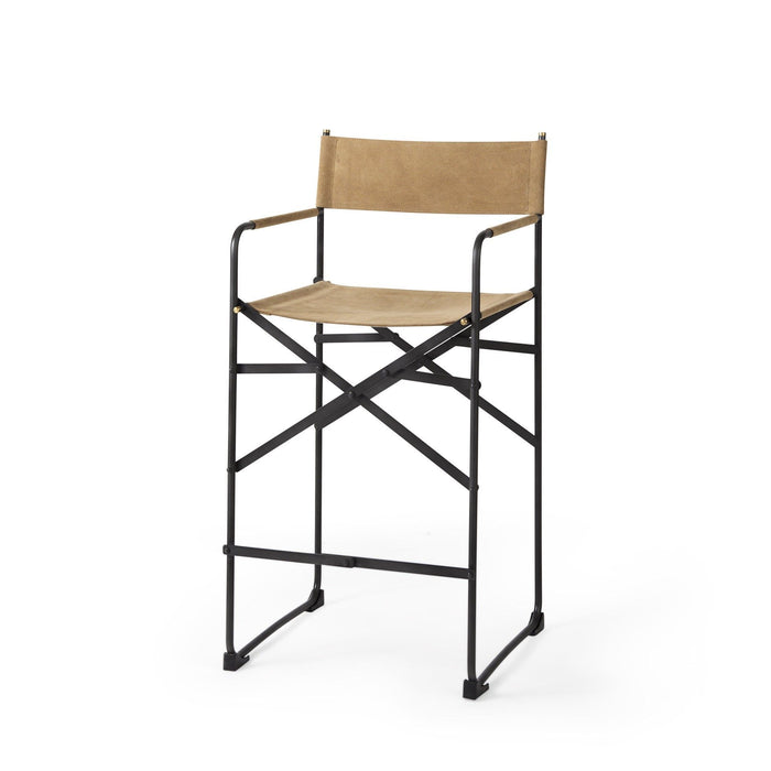 Leather Director's Chair Counter Stool - Tan