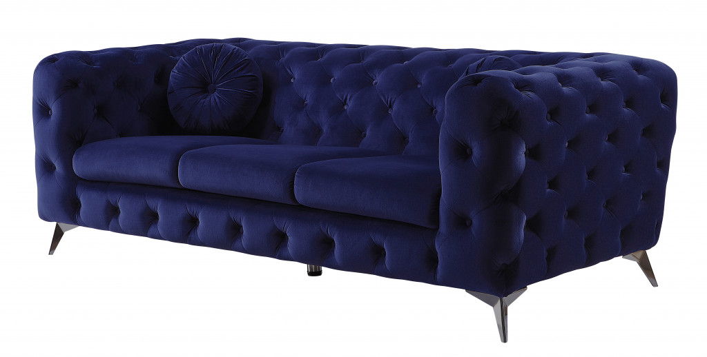 Sofa 90" - Blue Velvet And Black