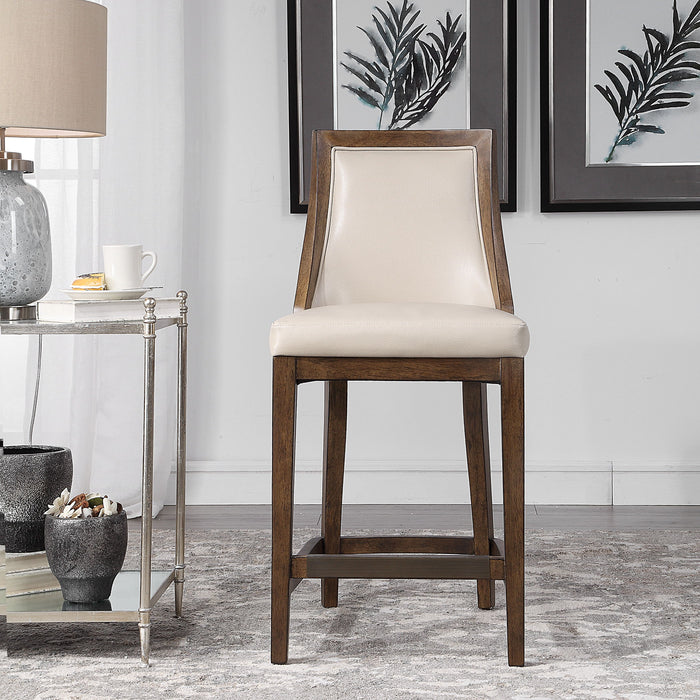 Purcell - Leather Counter Stool - Beige
