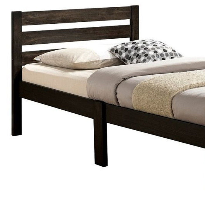 Popular Twin Size Slat Wood Bed -Brown