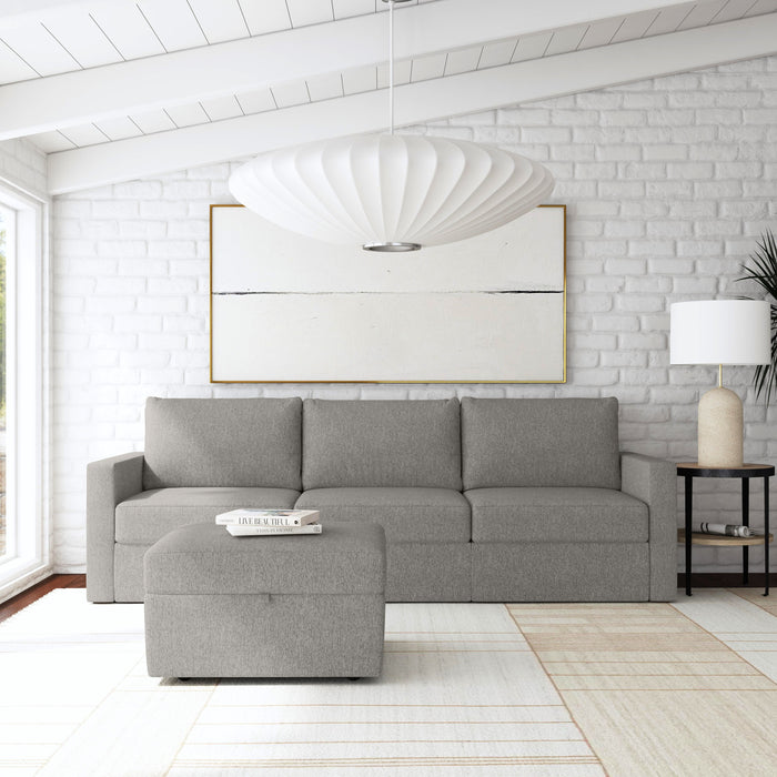 Flex - Sofa with Standard Arm and Storage Ottoman - Dark Gray