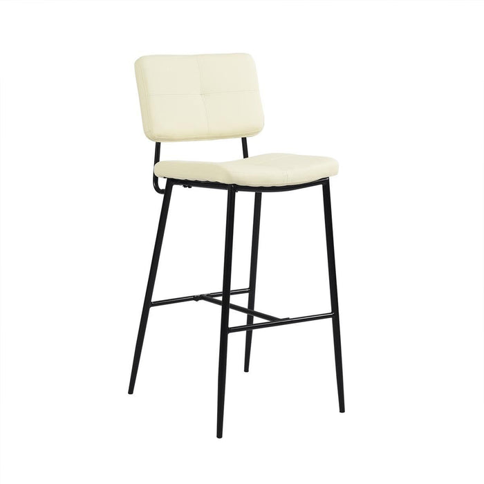Faux Leather And Black Low Back Bar Height Bar Chairs 41" (Set of 2) -  Cream
