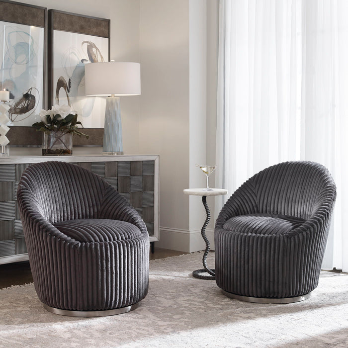Crue - Fabric Swivel Chair - Gray