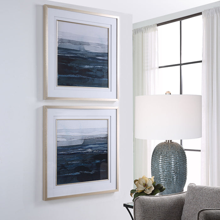Rising Blue - Abstract Framed Prints (Set of 2)