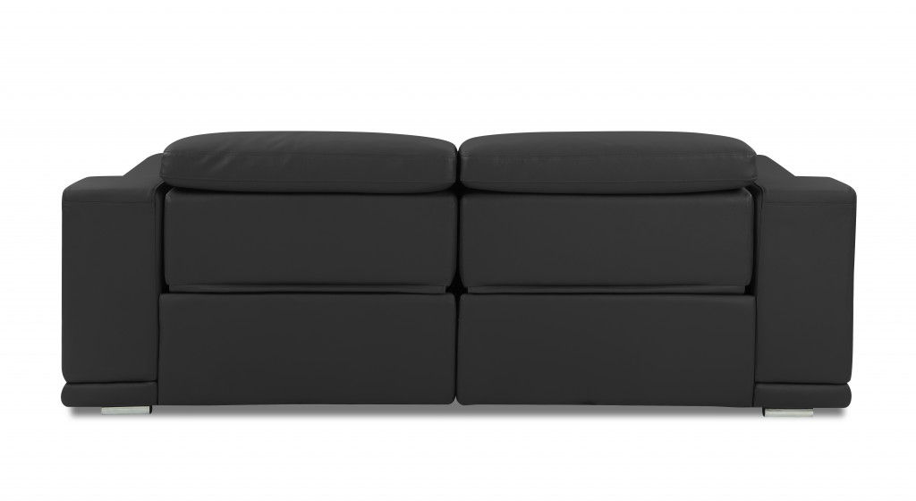 Genuine Leather Reclining Sofa 86" - Dark Gray