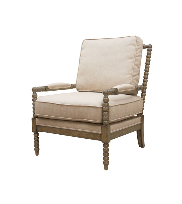 Cushion And Natural Beaded Arm Chair 25" - Ivory
