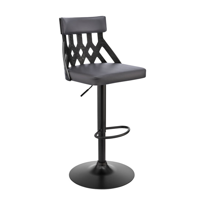 Iron Swivel Adjustable Height Bar Chair With Footrest 45" - Gray and Black