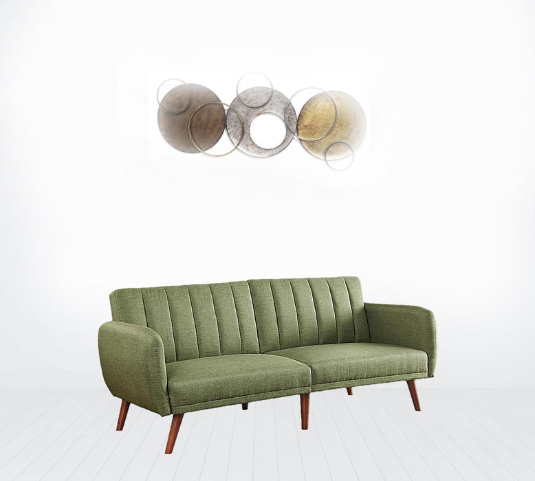 Sleeper Sofa 76" - Green Linen And Wood Brown