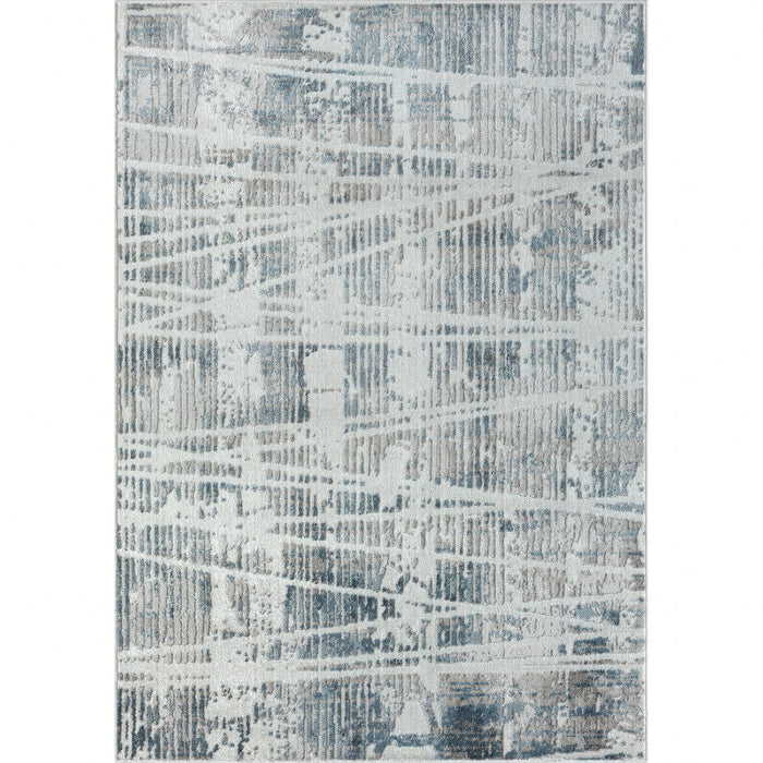 Abstract Area Rug - Blue, Gray - 8' X 10'