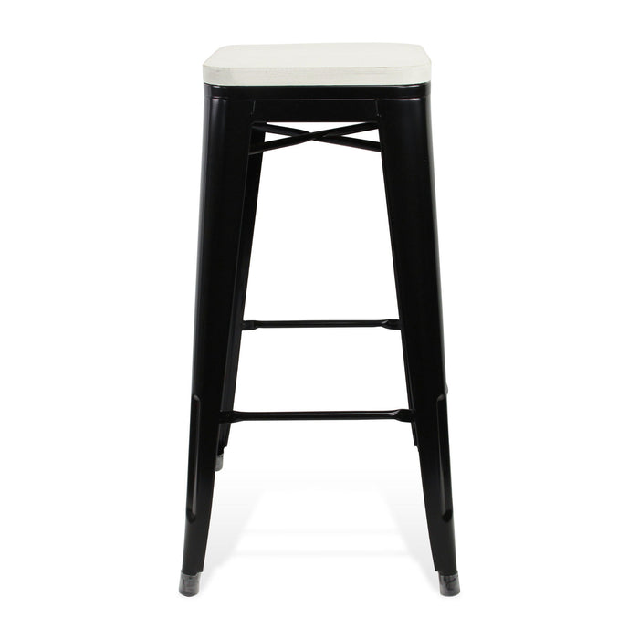 Backless Counter Height Bar Chair With Footrest 31" - Black and White