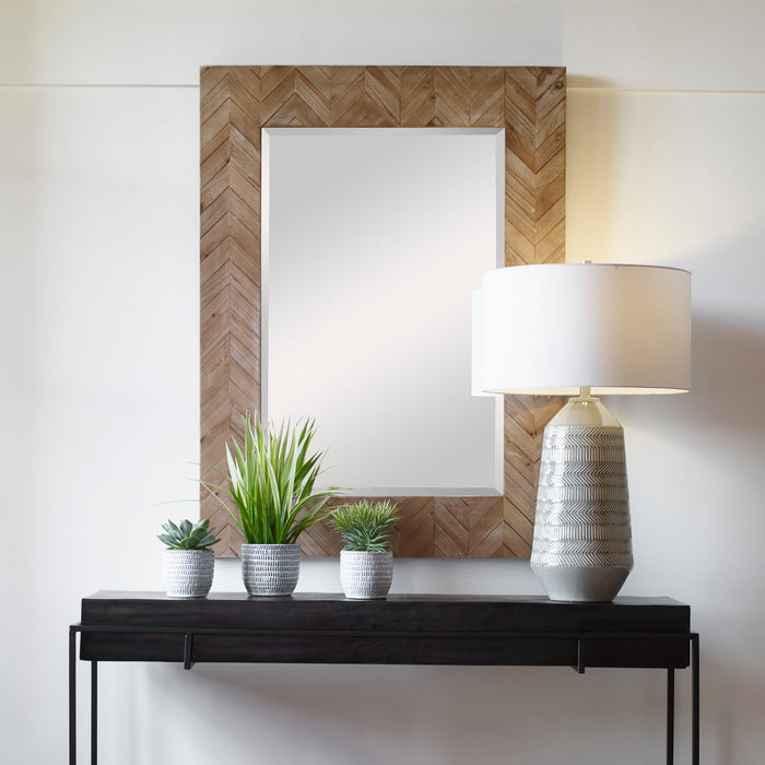 Demetria - Wooden Mirror, Small - Light Brown