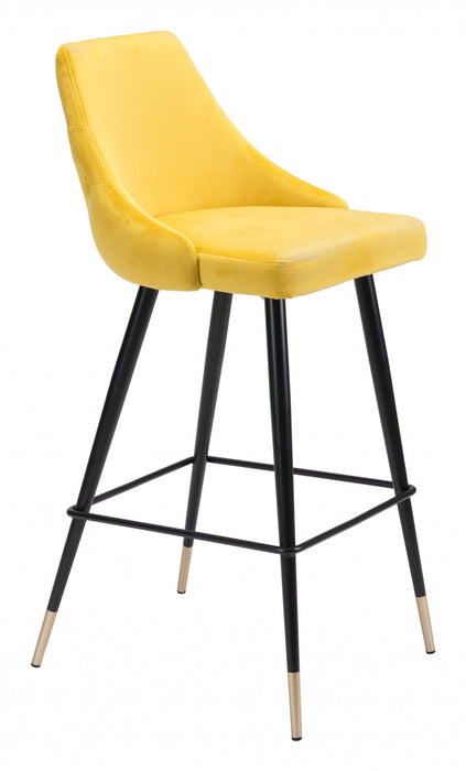 Steel Low Back Bar Height Chair With Footrest 41" - Yellow And Black