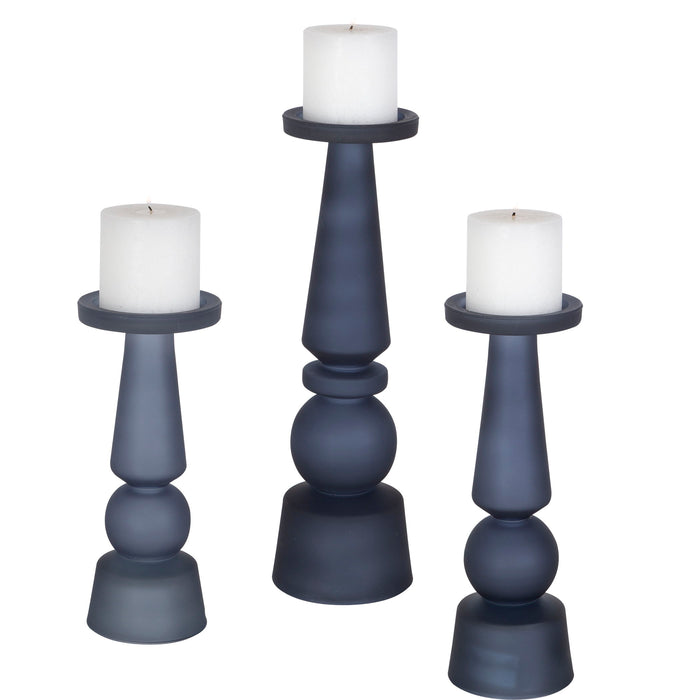 Cassiopeia - Glass Candleholders (Set of 3) - Blue