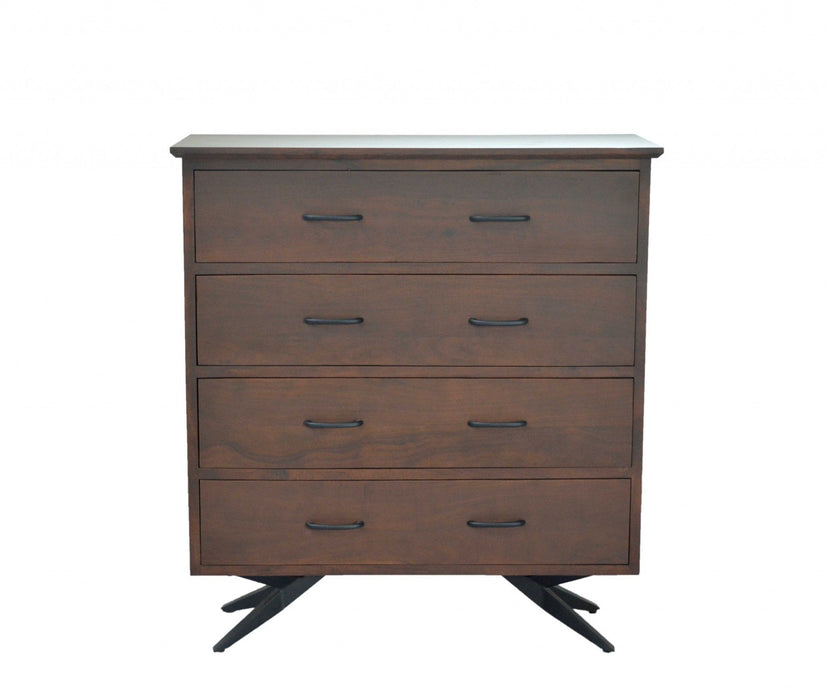 Wood Four Drawer Standard Chest 18" - Brown And Black
