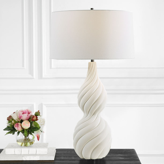 Twisted Swirl - Table Lamp - White