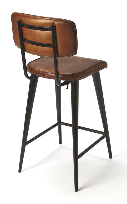 Leather Bar Stool -  Brown