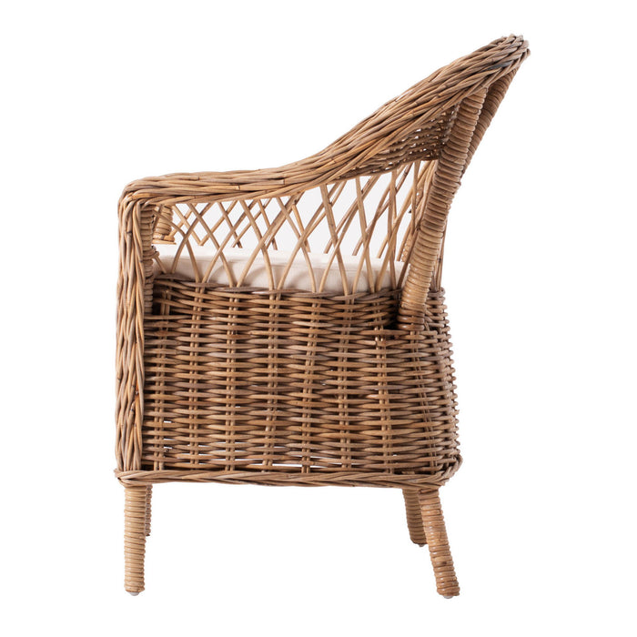 Semi Circle Back Wicker Chairs with Seat Cushion (Set of 2) - Brown