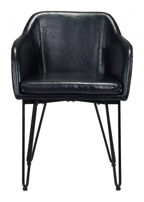 Faux Leather Dining Chairs (Set of 2) - Vintage Black