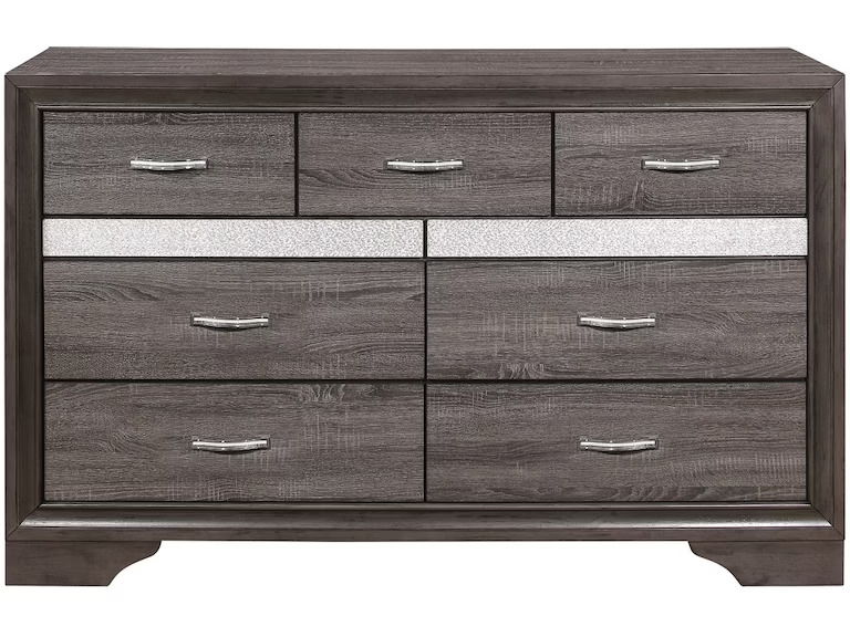 Solid Wood Nine Drawer Double Dresser 62" - Gray