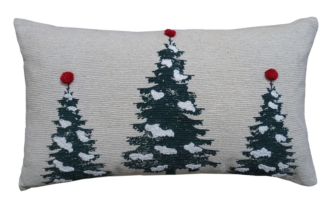 14"Lx24"D Red And Green Zippered Cotton Blend Christmas Tree Throw Pillow
