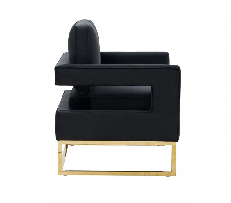 Velvet And Gold Steel Chair - Stylish Black