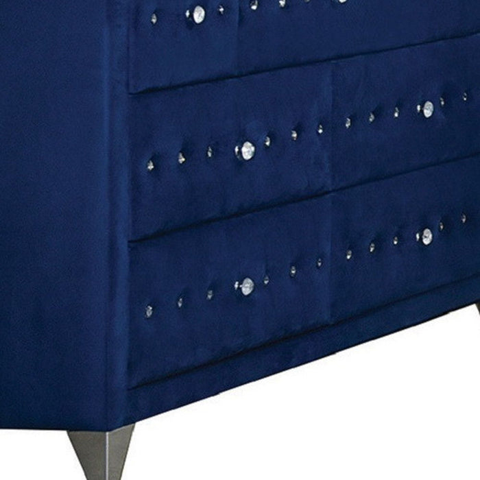 Velvet Manufactured Wood Seven Drawer Triple Dresser 60" - Blue
